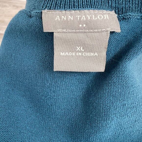 Ann Taylor Silk-Blend Longsleeve Dark Turquoise, Peacock BlueTurtleneck Sweater - Picture 5 of 8